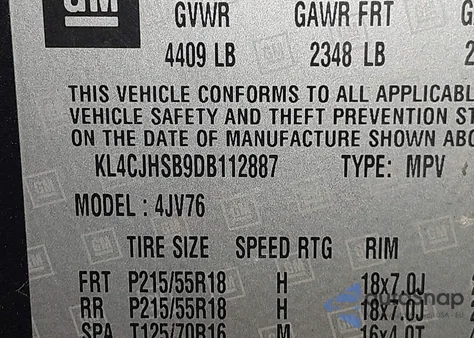 2013 Buick Encore Premium z USA, uszkodzony, nr VIN KL4CJHSB9DB112887